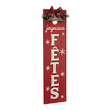 CANVAS Pre-Lit Joyeuses Fêtes LED Light Up Porch Sign, French, Red, 48-in Front_Three_Fourths_Angled_Right