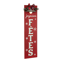 CANVAS Pre-Lit Joyeuses Fêtes LED Light Up Porch Sign, French, Red, 48-in Front_Three_Fourths_Angled_Right