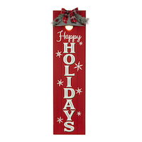 CANVAS Pre-Lit Happy Holidays LED Light Up Porch Sign, English, Red, 48-in