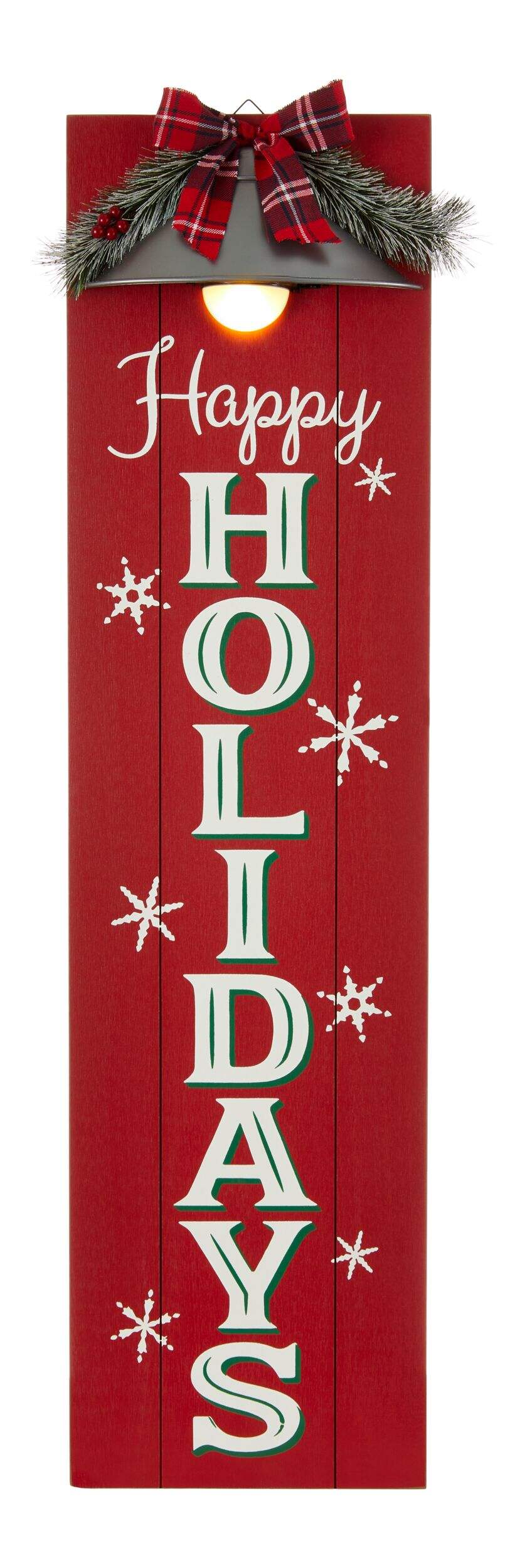 CANVAS Pre-Lit Happy Holidays LED Light Up Porch Sign, English, Red, 48-in Front_Flat
