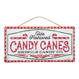 CANVAS Santa's Workshop Collection Vintage Candy Cane Stamped Decorative Sign Front_Flat