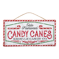 CANVAS Santa's Workshop Collection Vintage Candy Cane Stamped Decorative Sign