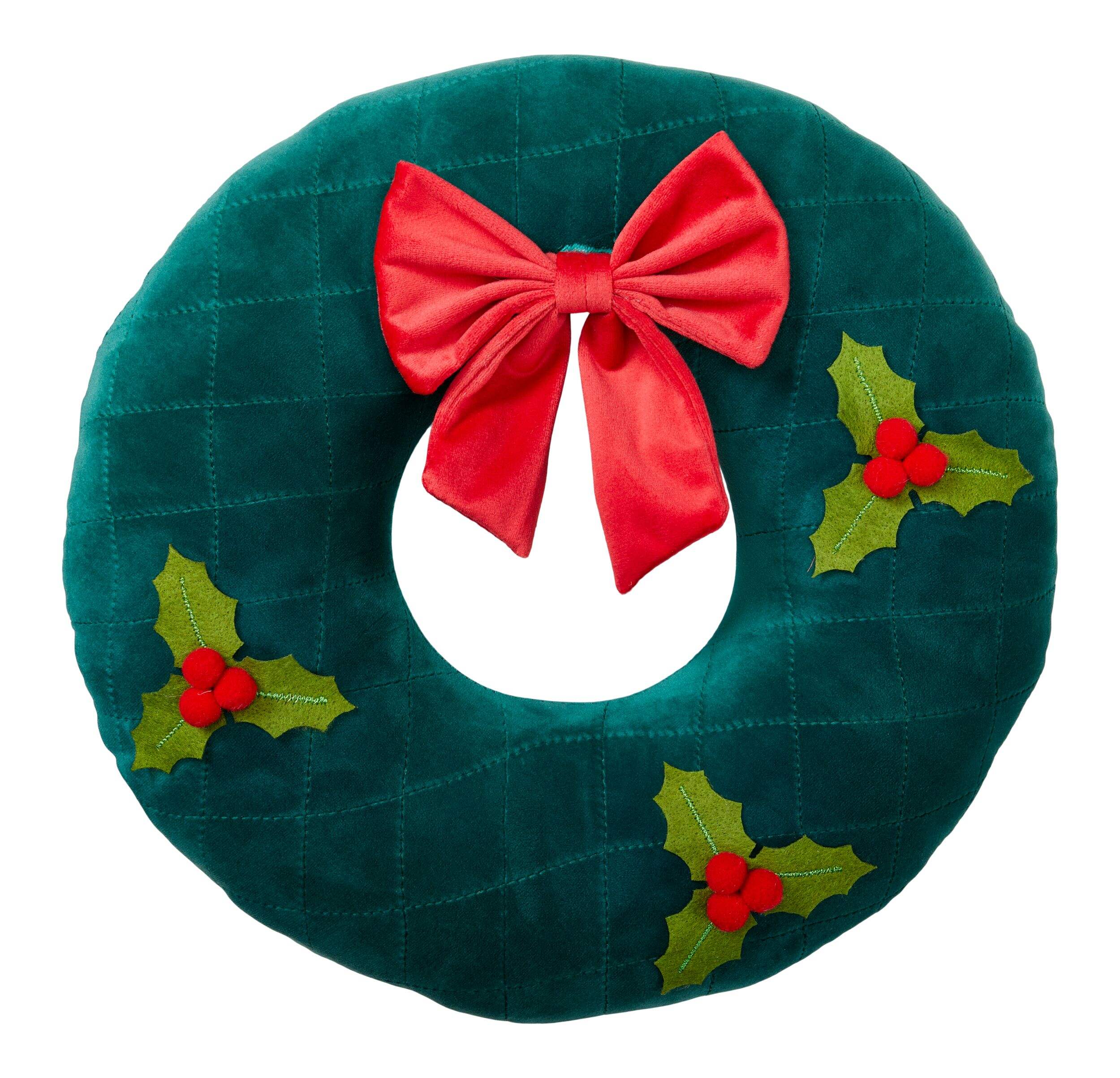 Coussin de Noël couronne CANVAS Collection Atelier du père Noël, 14 po Front_Flat