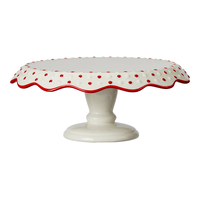 CANVAS Santa's Workshop Collection Polkadot Festive Cake Stand, Ceramic, White