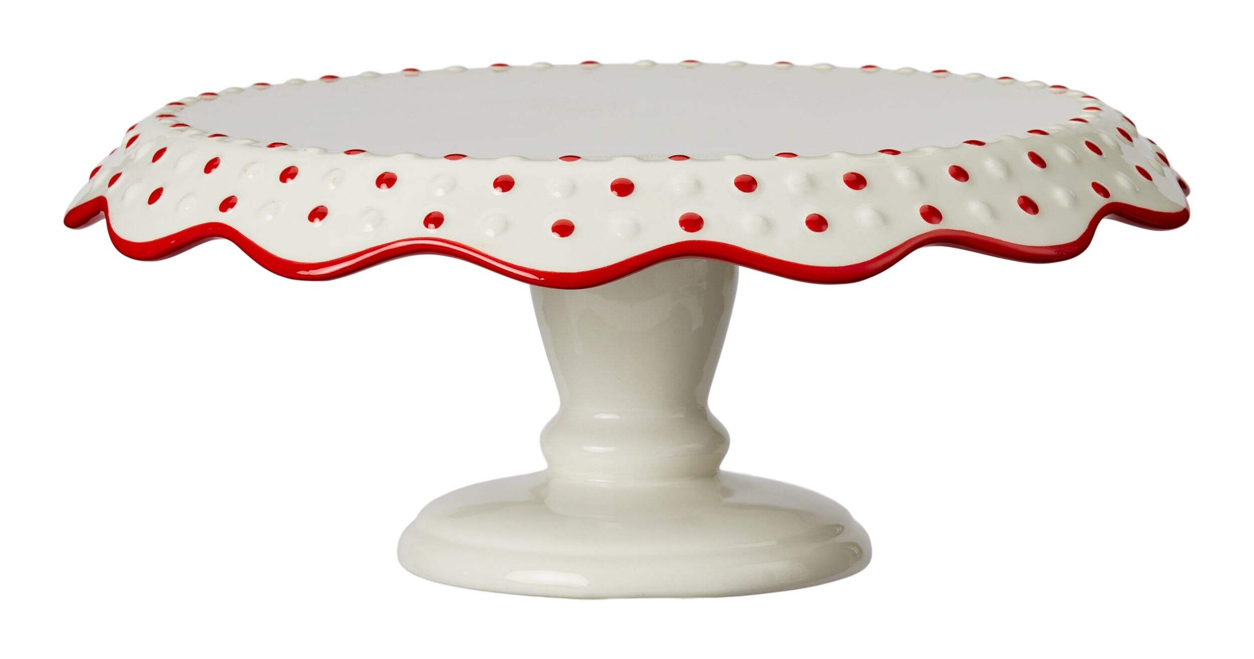 CANVAS Santa's Workshop Collection Polkadot Festive Cake Stand, Ceramic, White Front_Elevated