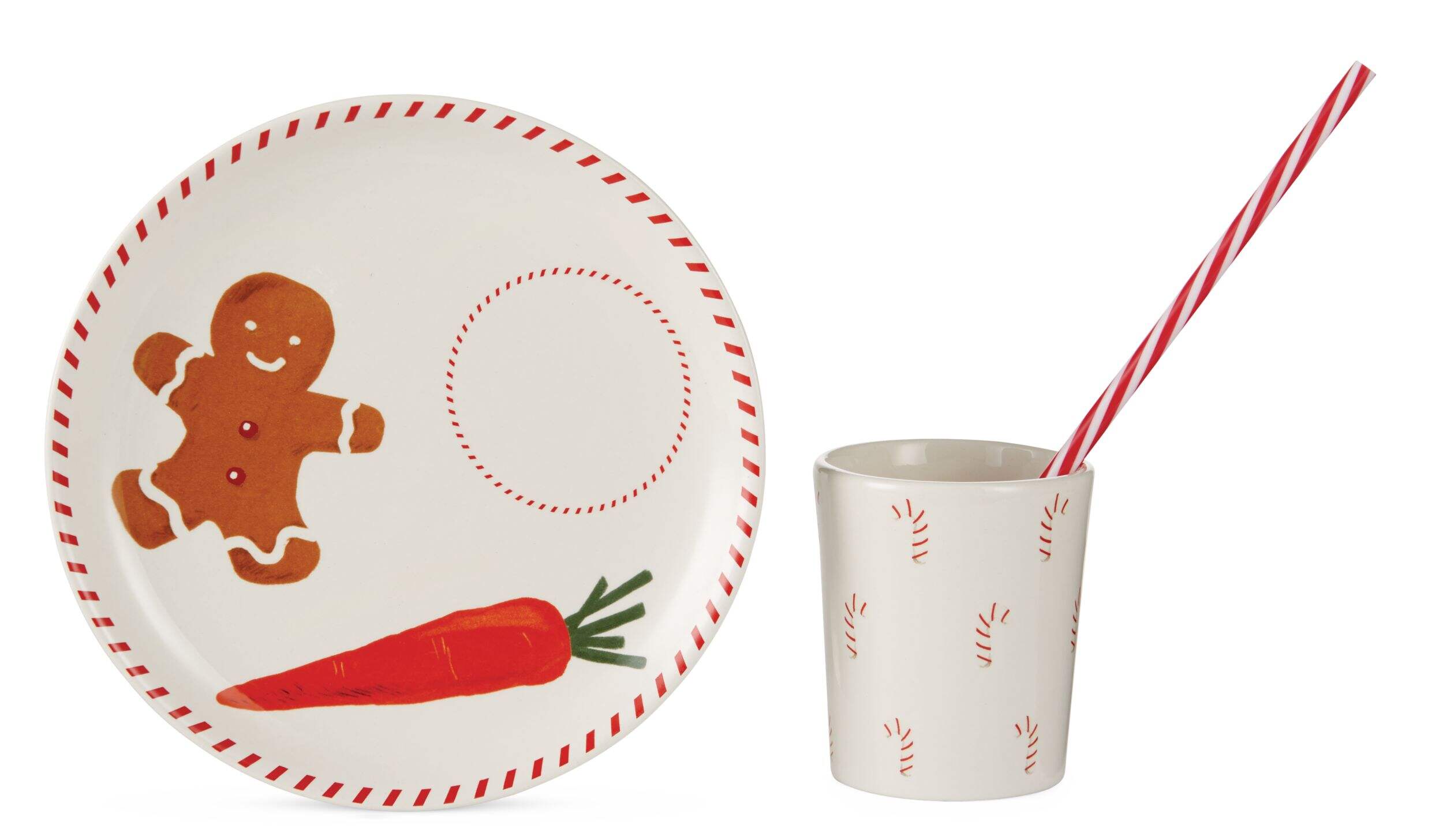 CANVAS Santa's Workshop Christmas Collection Milk & Cookie Set with Straw, 3-pc Composite_or_Mixed