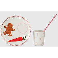 CANVAS Santa's Workshop Christmas Collection Milk & Cookie Set with Straw, 3-pc Front_Flat