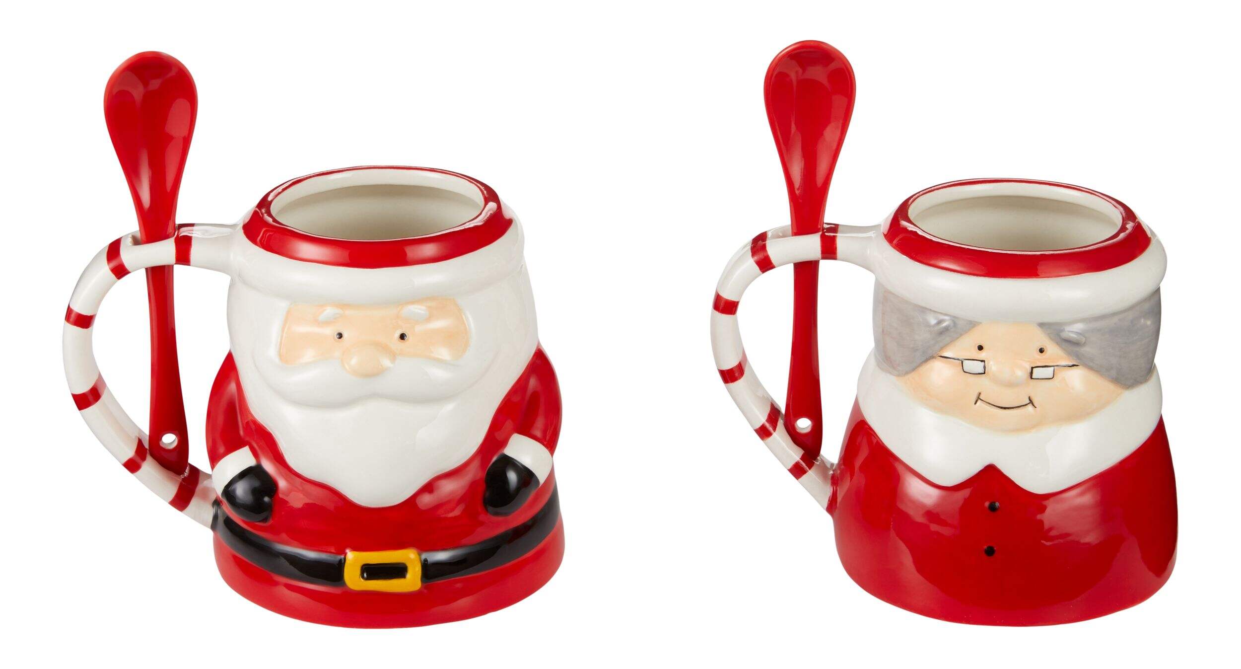 Tasses père/mère Noël avec cuillères CANVAS Collection Atelier du père Noël Front_Elevated