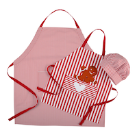 CANVAS Santa's Workshop Christmas Collection Adult Apron and Child Apron with Hat Combo, 3-pc Front_Flat