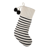 CANVAS Striped Stocking, White/Black, 22-in Front_Flat