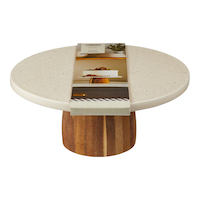 CANVAS Holiday Homecoming Collection Cake Stand with Acacia Wooden Base Front_Elevated