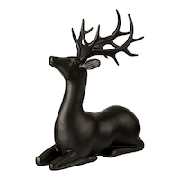 CANVAS Sitting Matte Black Deer, 10.75-in Front_Three_Fourths_Angled_Left