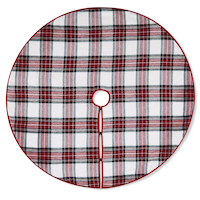 CANVAS Christmas Decoration Plaid Tree Skirt, Red & White, 48-in Overhead_Flat
