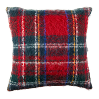 CANVAS Christmas Decoration Brushed Plaid Cushion, Red, 18-in Front_Flat