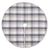 CANVAS Christmas Decoration Brushed Plaid Tree Skirt, Grey, 48-in Overhead_Flat