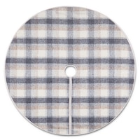 CANVAS Christmas Decoration Brushed Plaid Tree Skirt, Grey, 48-in