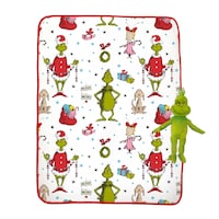 The Grinch Plush Character Cuddle Pillow & Throw Set, 180gsm