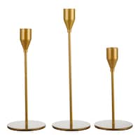 CANVAS Tabletop Christmas Décor Gold Metal Taper Candle Holder, 3-pk