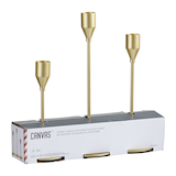 Décorations de Noël de table porte-bougie pour bougies fines en métal doré CANVAS, paq. 3 Front_Three_Fourths_Angled_Right