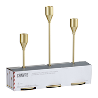 CANVAS Tabletop Christmas Décor Gold Metal Taper Candle Holder, 3-pk