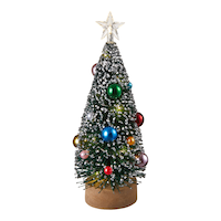 For Living Tabletop Christmas Decoration Pre-Lit Multi Coloured Mini Bottle Brush Tree, 9-in Front_Flat