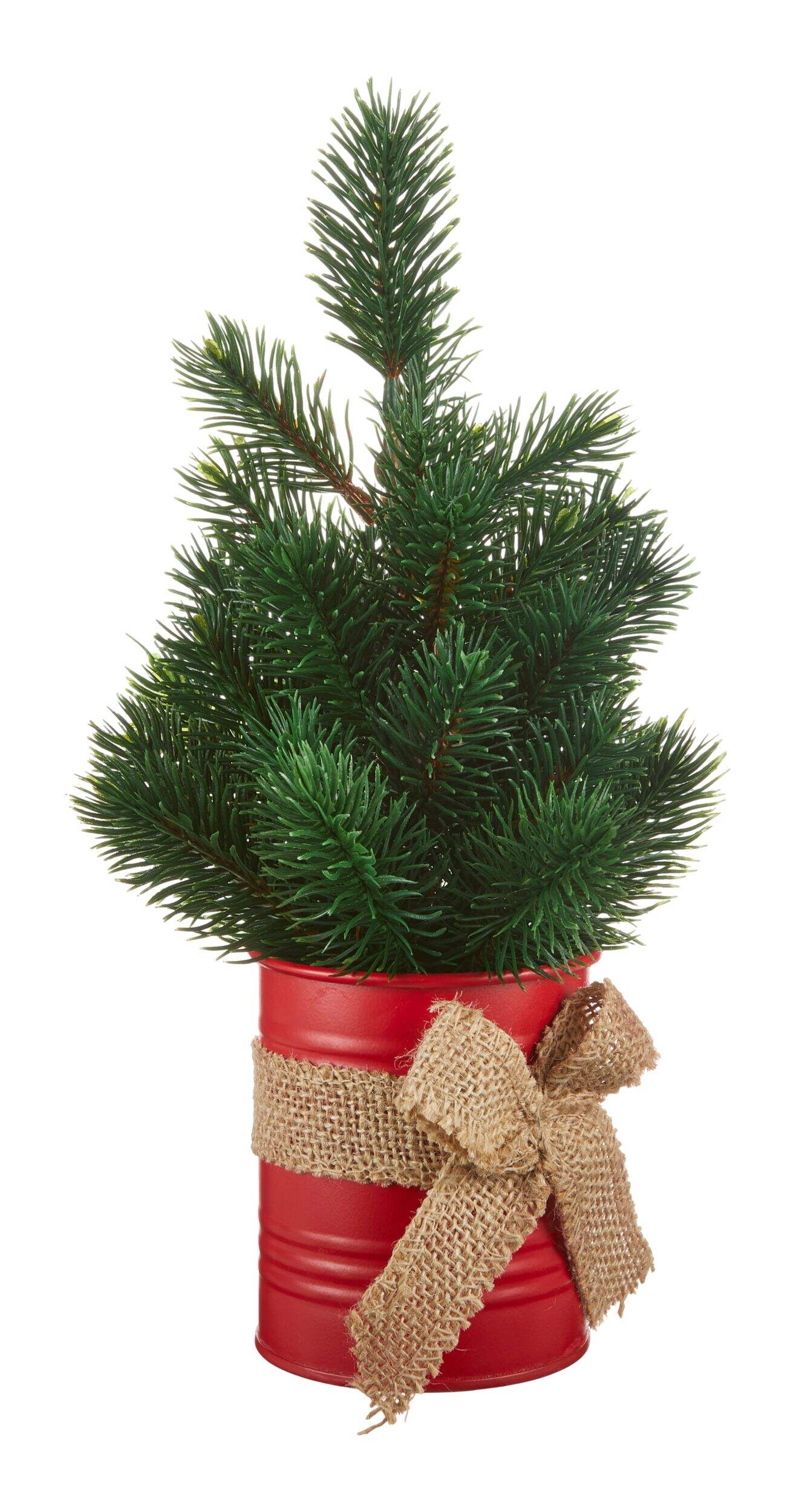 For Living Christmas Decoration Mini Potted Pine Tree in Red Pot Tabletop Décor, 11-in Front_Three_Fourths_Angled_Right