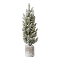 CANVAS Table Top Christmas Decoration Pre-Lit Flocked Tree & Stump, 18-in Front_Flat