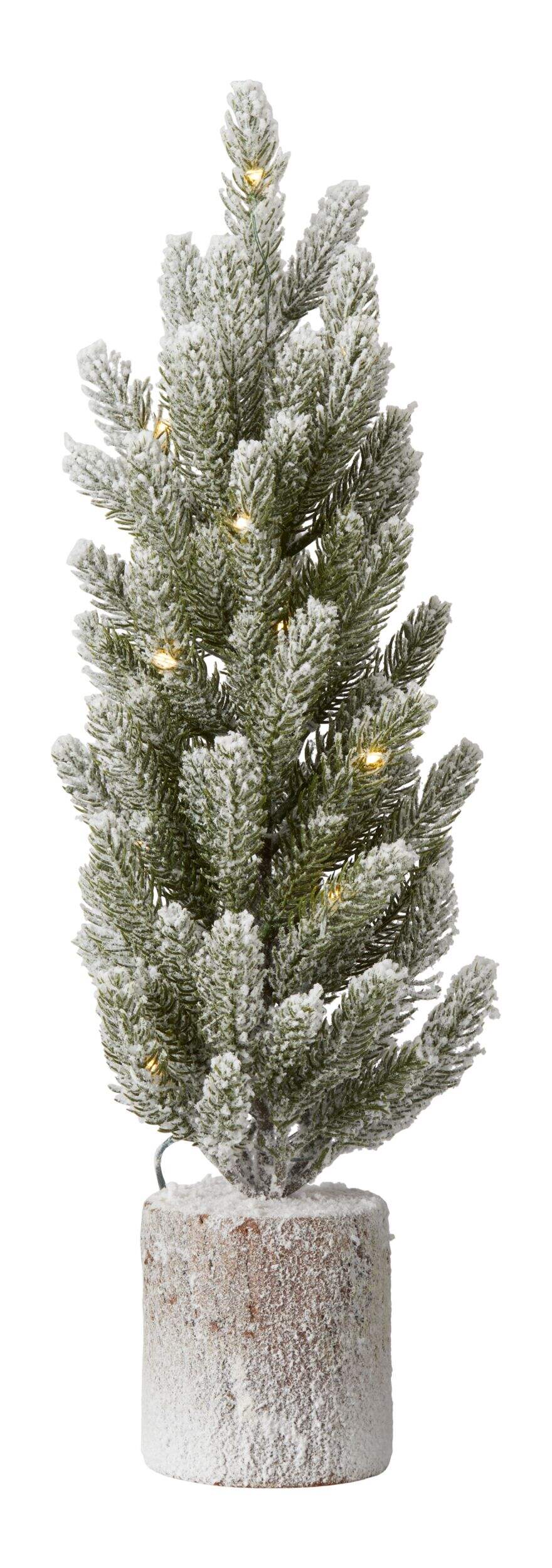 CANVAS Table Top Christmas Decoration Pre-Lit Flocked Tree & Stump, 18-in Front_Flat