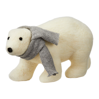 CANVAS Christmas Tabletop Felt Baby Polar Bear with Scarf Décor, 9-in Front_Three_Fourths_Angled_Left