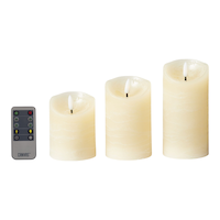 CANVAS Tabletop Christmas Decoration Battery-Operated Flameless LED Candle with Remote & Timer, Assorted Colours, 3-pk Front_Elevated
