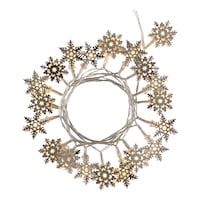 CANVAS 20 LED Battery Operated Christmas Hanging Decoration Snowflakes String Light with Timer, Silver, 7.2-ft Overhead_Flat