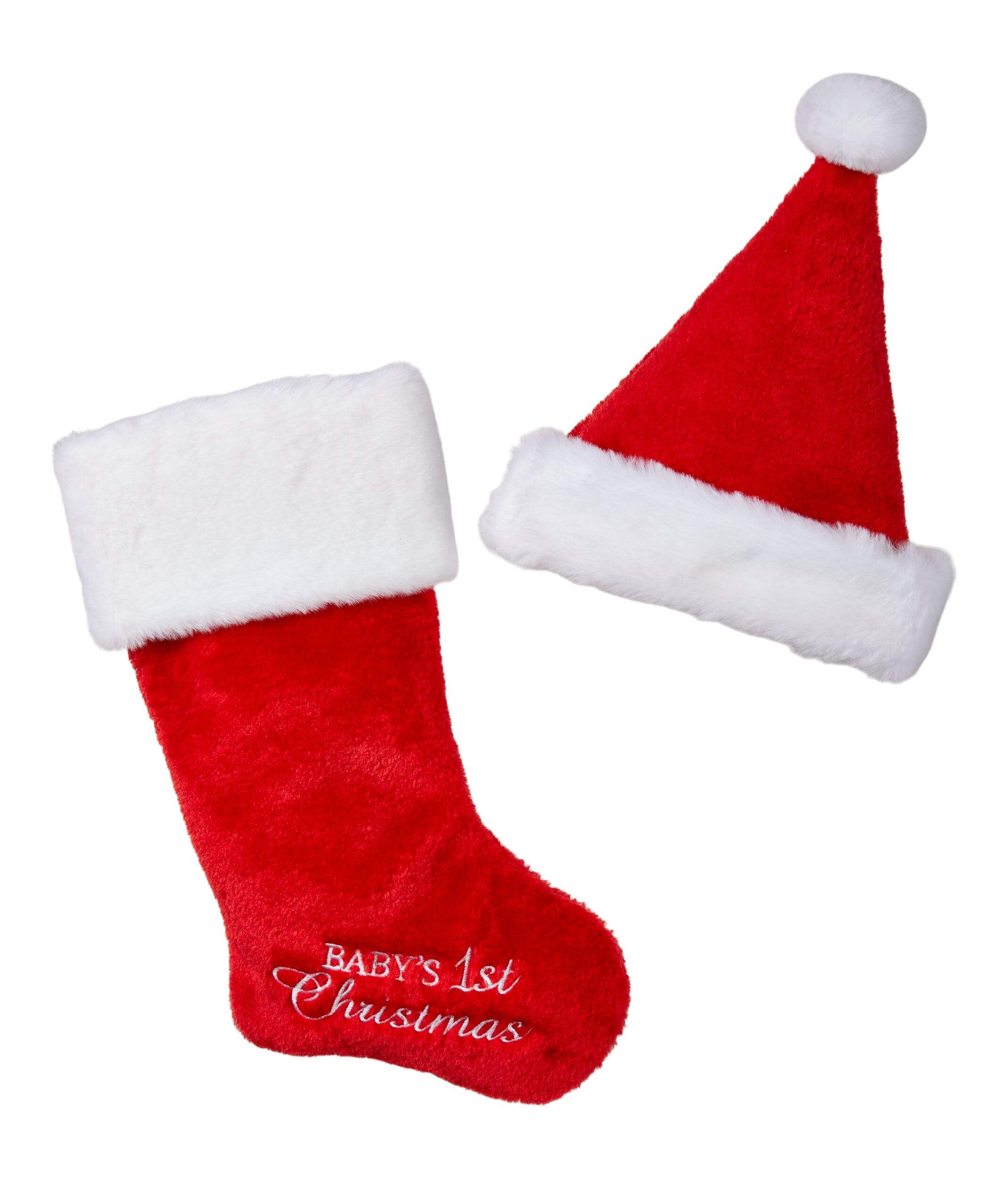 For Living Baby's First Christmas, Hat and Stocking Set , English Front_Flat