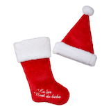 For Living Le 1er Noël de Bébé, Christmas Hat and Stocking Set , French Front_Flat