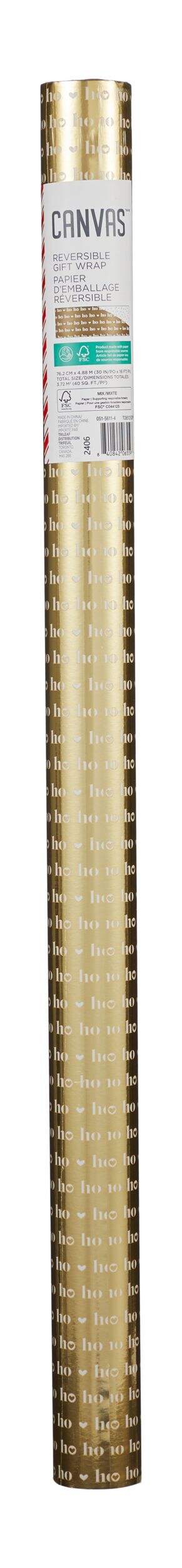 Papier-cadeau réversible CANVAS, 1 rouleau, Moments en or, 40 pi2 Front_Flat