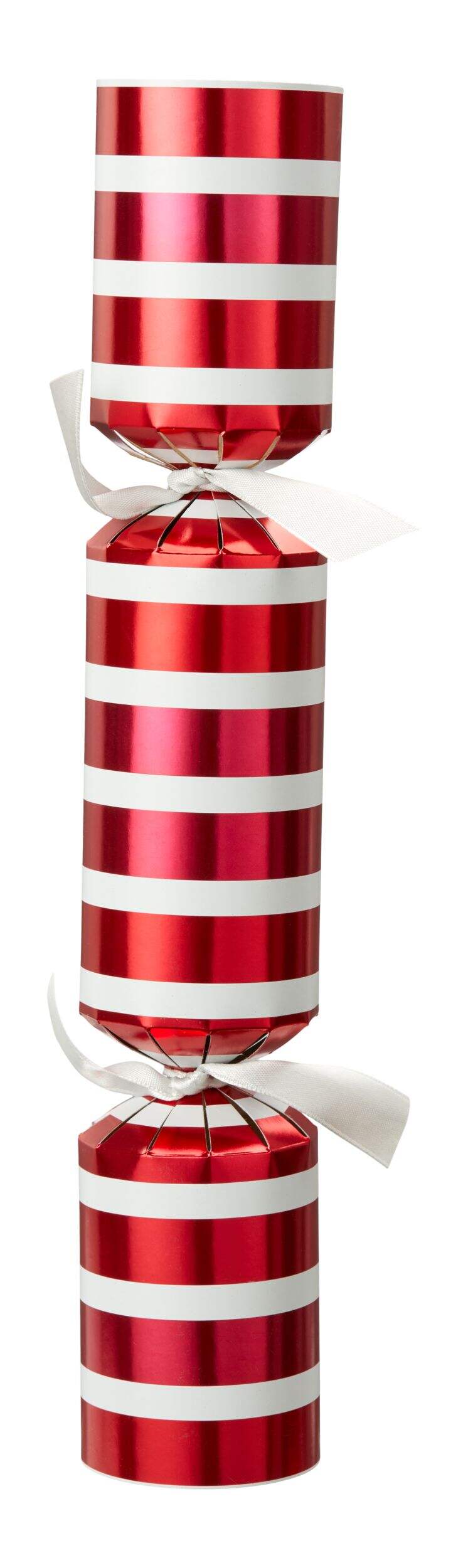 For Living Christmas Crackers, Red & White Foil Stripe, 8-pk Front_Flat