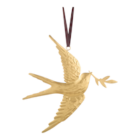 Ornement de Noël oiseau en métal doré, collection tendance Célébrations à la maison CANVAS