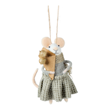 CANVAS Holiday Homecoming Trend Collection "Juniper" Felt Mouse with Gold Berries and Scarf Christmas Ornament Front_Flat