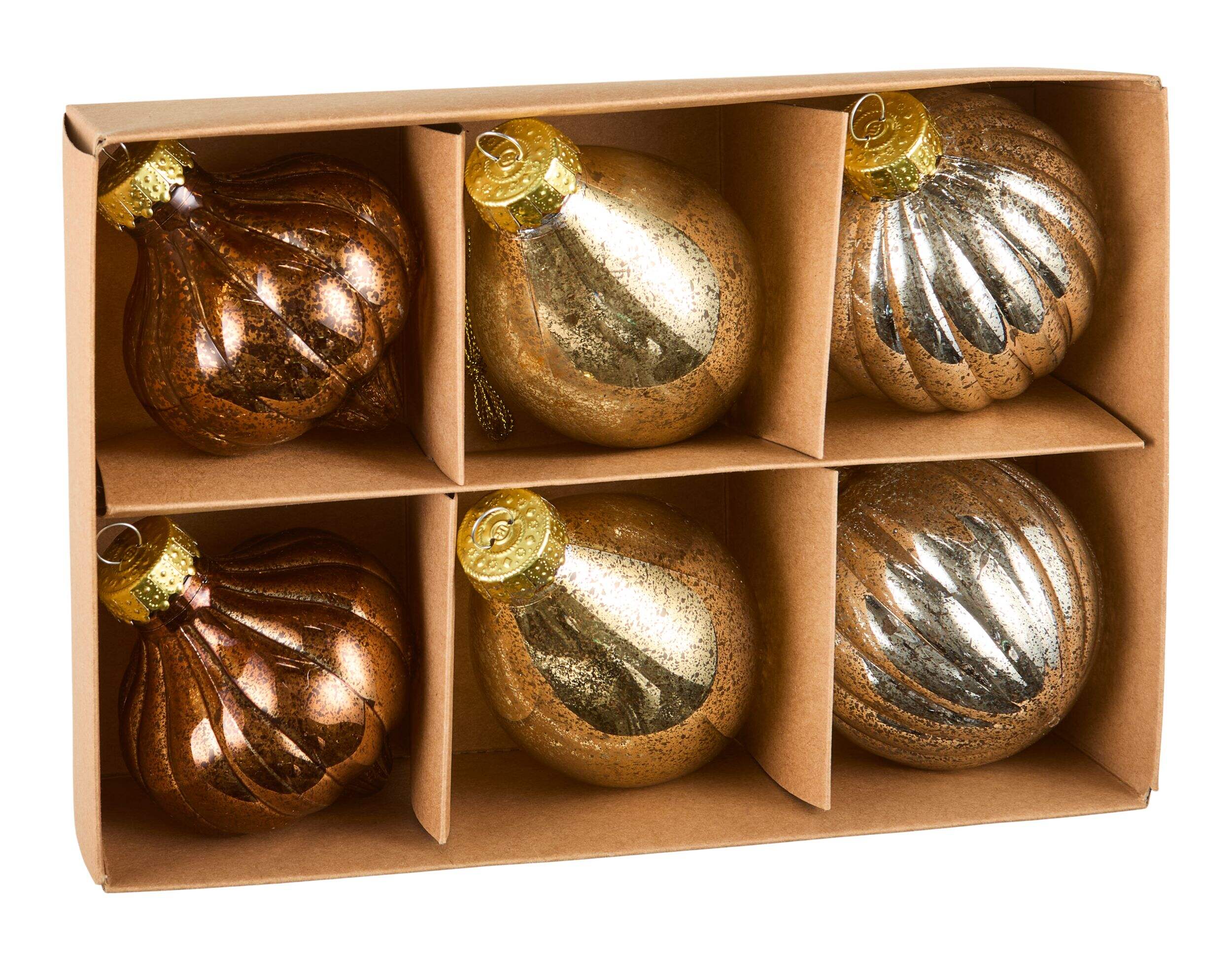 Ornements de Noël à apparence verre mercurisé incassables, collection tendance Célébrations à la maison CANVAS, paq. 6 Front_Angled_Left