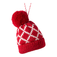 CANVAS Canadian Christmas Collection Fabric Hat with Pompom, 3.5-in
