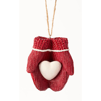CANVAS Canadian Christmas Collection Gloves with Snow Heart Ornament, 3.1-in Front_Flat