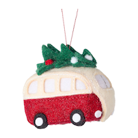 CANVAS Canadian Christmas Collection Felt Camper with Tree Ornament, 3.3-in Front_Angled_Right