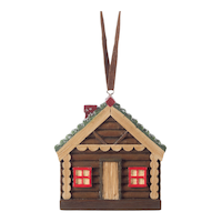 CANVAS Canadian Christmas Collection Resin Wood Cabin House Ornament, 3-in Front_Flat