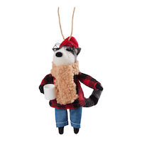 CANVAS Canadian Christmas Collection "Rocco" Felt Raccoon with Glasses and Coffee Mug, 5.3-in Front_Flat