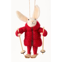 CANVAS Canadian Christmas Collection "Maple" Felt Bunny Wearing Red Puffer and Snowshoes, 5.1-in Front_Flat