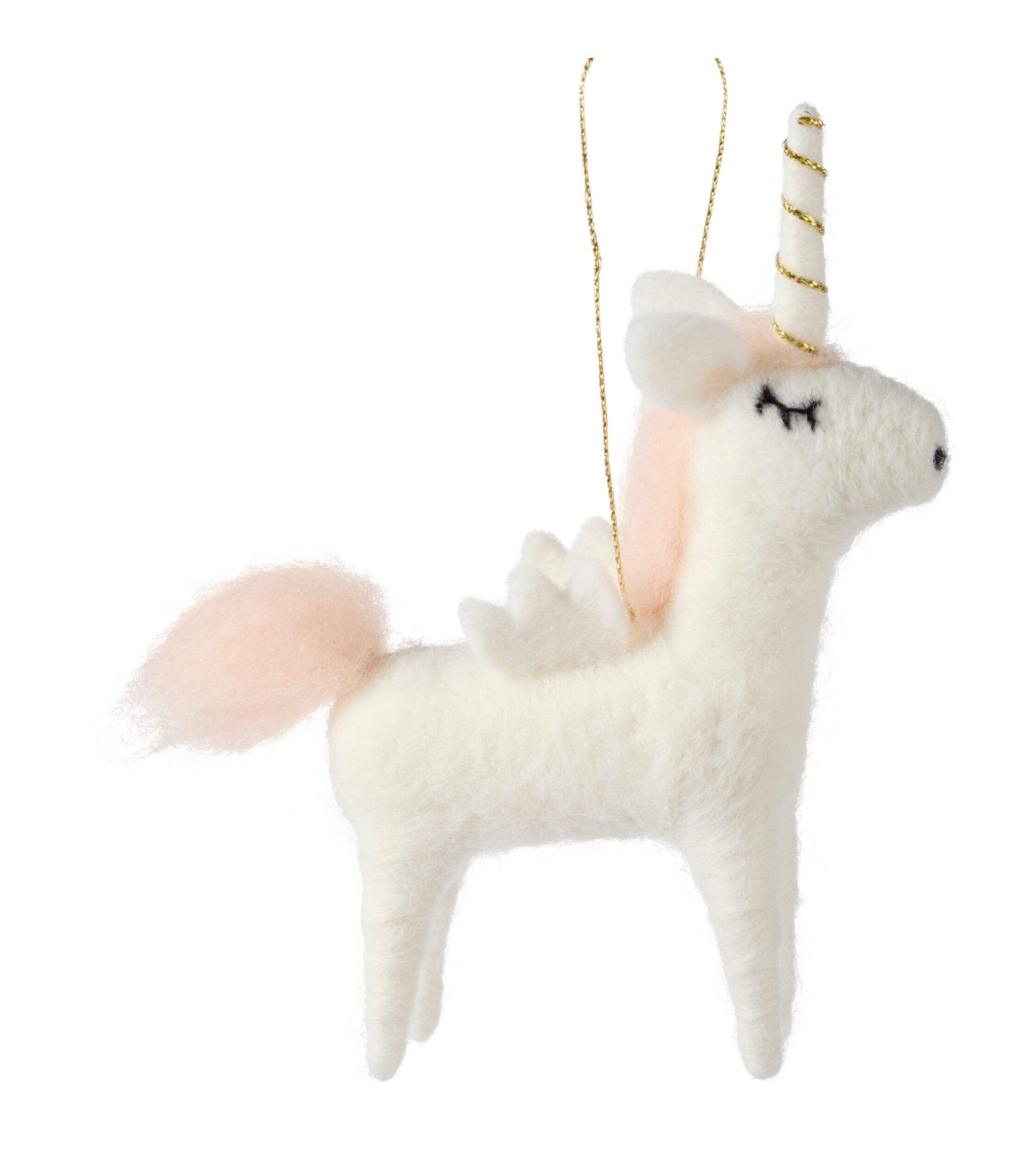 CANVAS Merry Mingle Collection 'Sparkle' Felt White Unicorn Christmas Ornament, 5.1-in Front_Flat