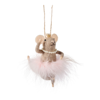 CANVAS Merry Mingle Collection 'Clara' Felt Ballerina Mouse Christmas Ornament, 4.5-in Front_Flat