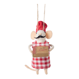 CANVAS Merry Mingle Collection "Mario" Felt Mouse with Pizza Box Christmas Ornament, 5.1-in Front_Flat
