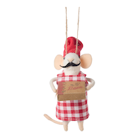 CANVAS Merry Mingle Collection "Mario" Felt Mouse with Pizza Box Christmas Ornament, 5.1-in Front_Flat
