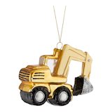 CANVAS Merry Mingle Collection Glass Excavator Christmas Ornament Front_Flat