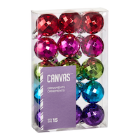 CANVAS Merry Mingle Collection Shatterproof  Christmas Disco Ball Mini Ornament Set, 22-mm, 15-pc Front_Angled_Right